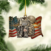 Riveprints Personalized Military Uniform Boots Hat Christmas Ornament, Army Christmas, Veteran Gifts, Military American Soldier Christmas Ornament Gift for Veterans, Custom Ornament Veteran (ON116)